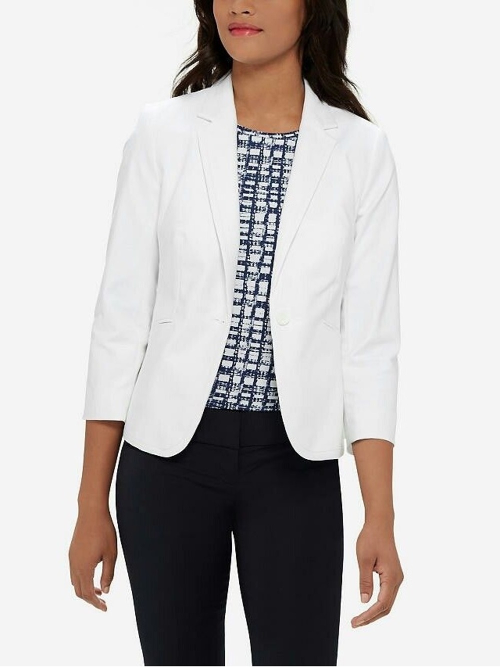 The Limited White One Button 3/4 Sleeve Blazer Jacket Size Medium